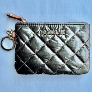 MZ Wallace Moonlight Metallic Metro Flat Key Pouch Ring Small Quilted Wallet